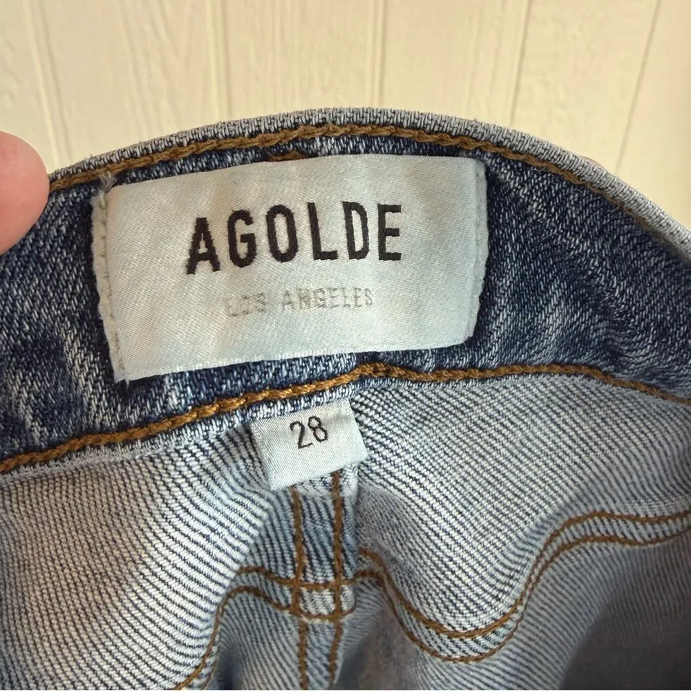 Agolde Nico High Rise Slim Shoreline Distressed Jeans size 28